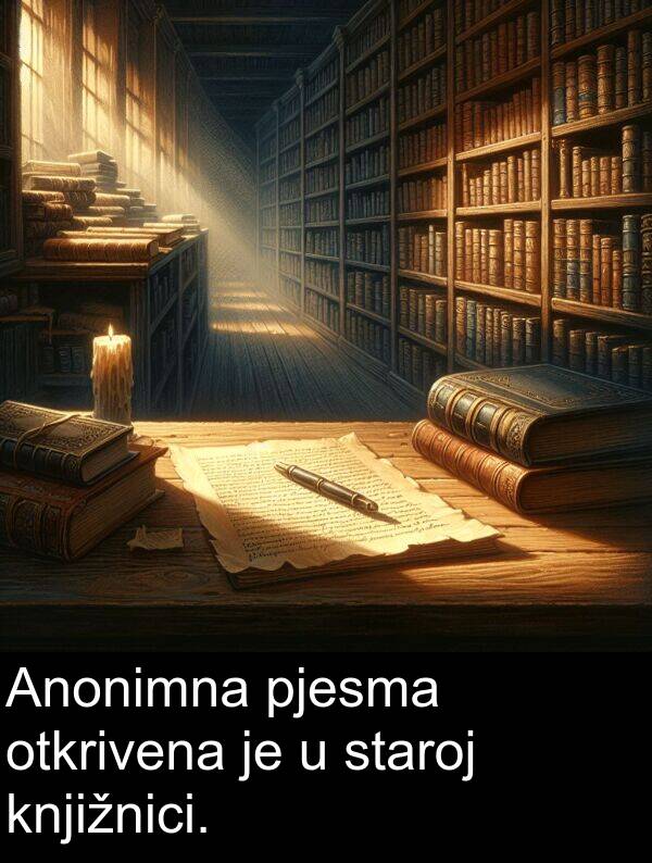 knjižnici: Anonimna pjesma otkrivena je u staroj knjižnici.