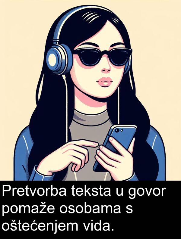 teksta: Pretvorba teksta u govor pomaže osobama s oštećenjem vida.