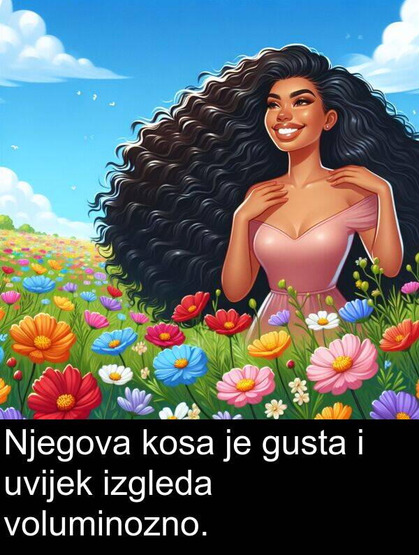 kosa: Njegova kosa je gusta i uvijek izgleda voluminozno.