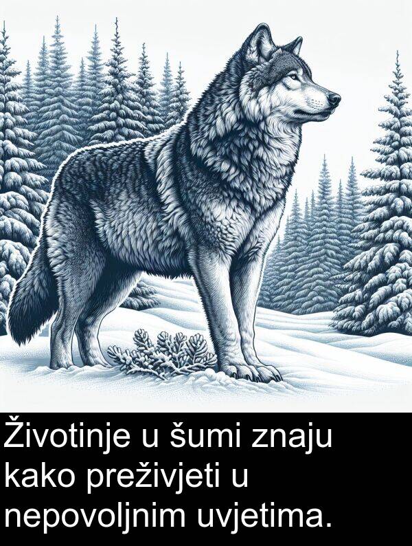 uvjetima: Životinje u šumi znaju kako preživjeti u nepovoljnim uvjetima.