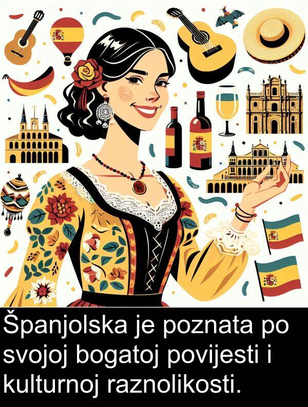 raznolikosti: Španjolska je poznata po svojoj bogatoj povijesti i kulturnoj raznolikosti.