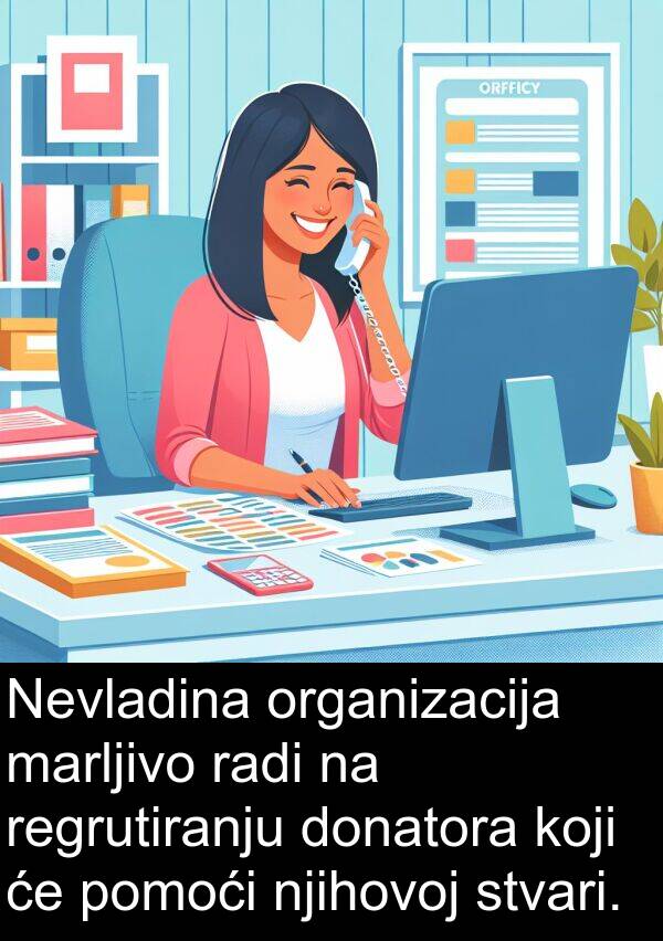 radi: Nevladina organizacija marljivo radi na regrutiranju donatora koji će pomoći njihovoj stvari.