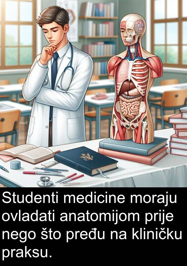 anatomijom: Studenti medicine moraju ovladati anatomijom prije nego što pređu na kliničku praksu.
