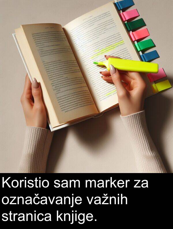 knjige: Koristio sam marker za označavanje važnih stranica knjige.