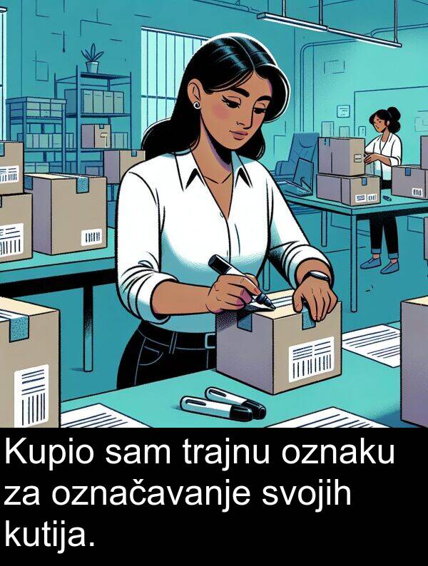 svojih: Kupio sam trajnu oznaku za označavanje svojih kutija.