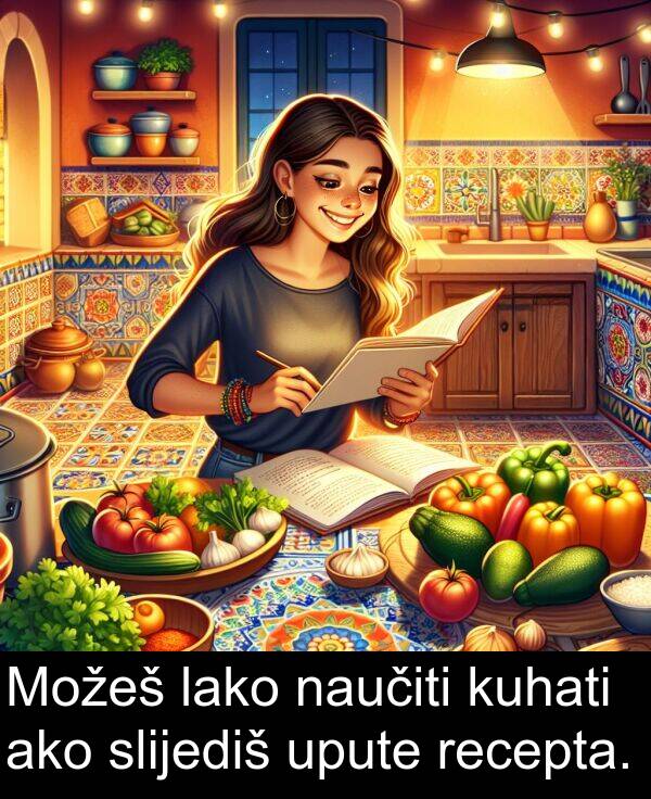 ako: Možeš lako naučiti kuhati ako slijediš upute recepta.