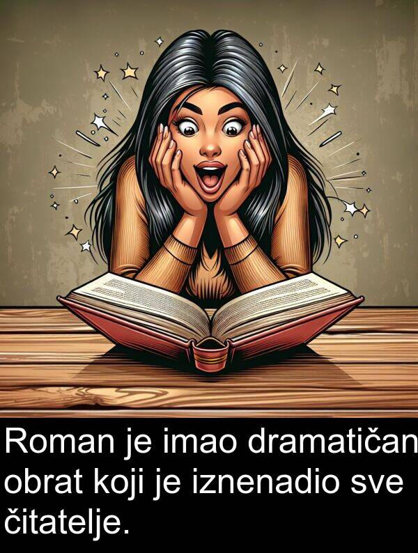 dramatičan: Roman je imao dramatičan obrat koji je iznenadio sve čitatelje.