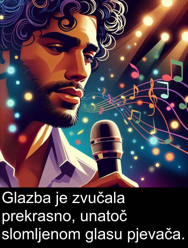 unatoč: Glazba je zvučala prekrasno, unatoč slomljenom glasu pjevača.