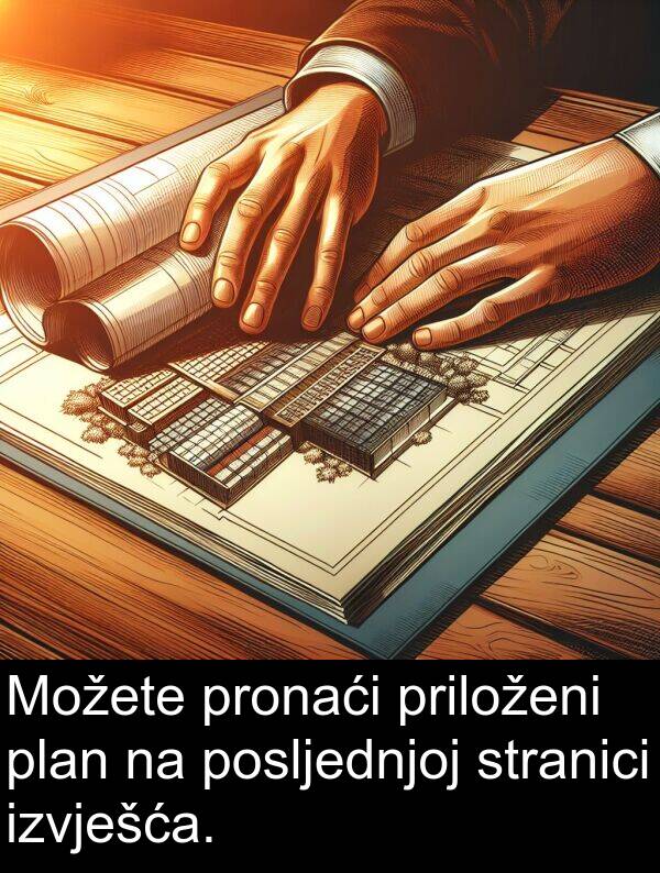 posljednjoj: Možete pronaći priloženi plan na posljednjoj stranici izvješća.