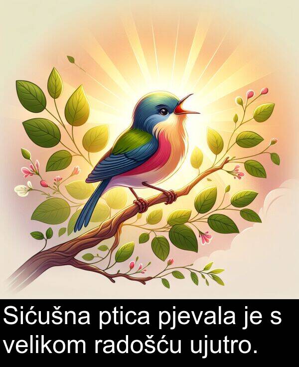 velikom: Sićušna ptica pjevala je s velikom radošću ujutro.