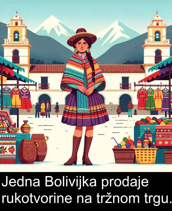 trgu: Jedna Bolivijka prodaje rukotvorine na tržnom trgu.