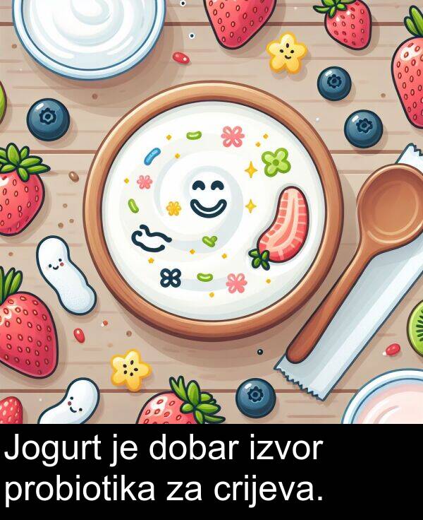 crijeva: Jogurt je dobar izvor probiotika za crijeva.