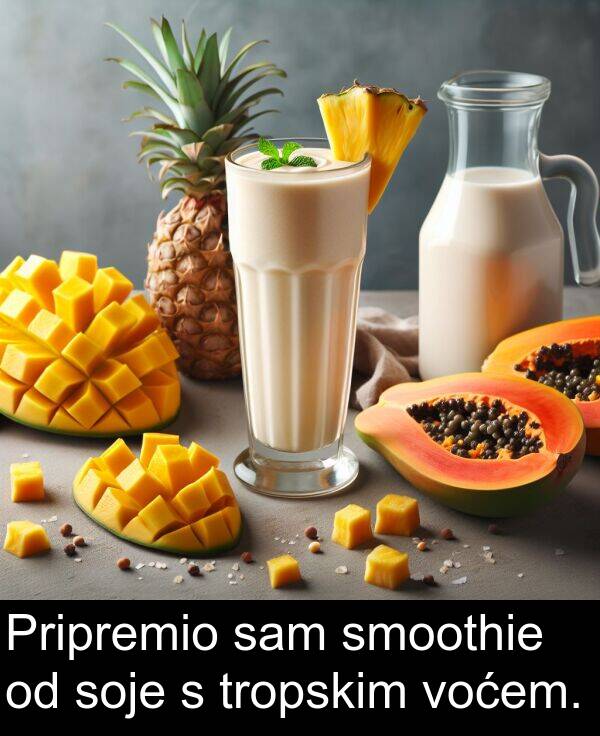 tropskim: Pripremio sam smoothie od soje s tropskim voćem.