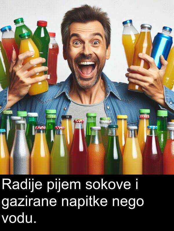 napitke: Radije pijem sokove i gazirane napitke nego vodu.
