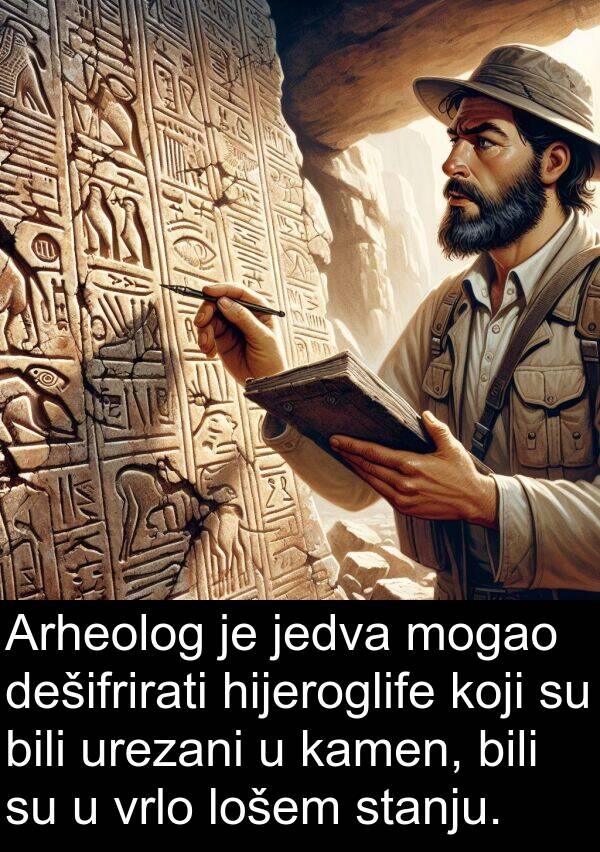 bili: Arheolog je jedva mogao dešifrirati hijeroglife koji su bili urezani u kamen, bili su u vrlo lošem stanju.