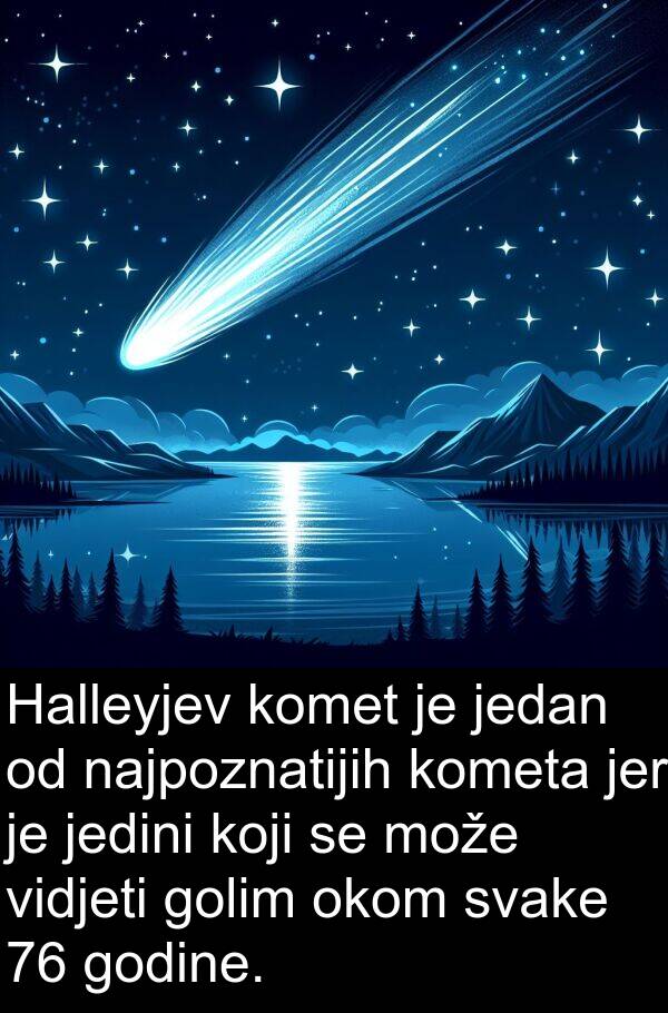 najpoznatijih: Halleyjev komet je jedan od najpoznatijih kometa jer je jedini koji se može vidjeti golim okom svake 76 godine.