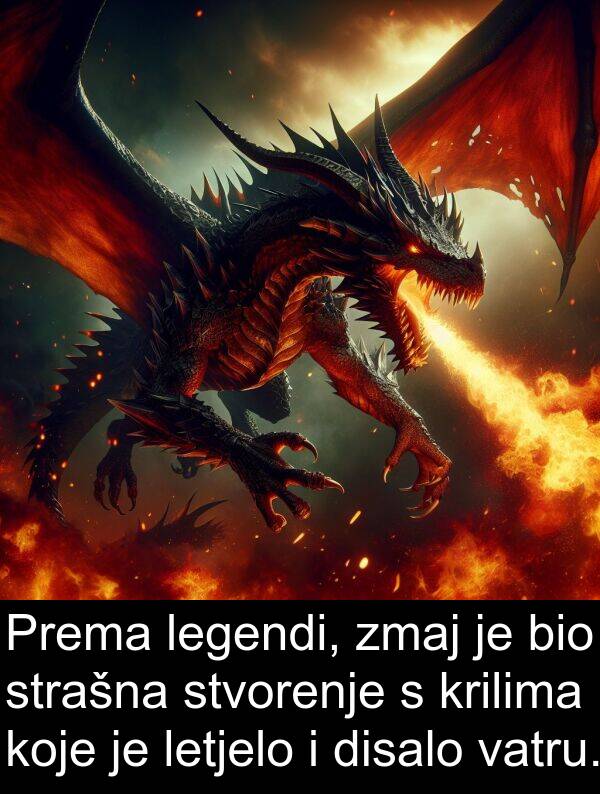 disalo: Prema legendi, zmaj je bio strašna stvorenje s krilima koje je letjelo i disalo vatru.