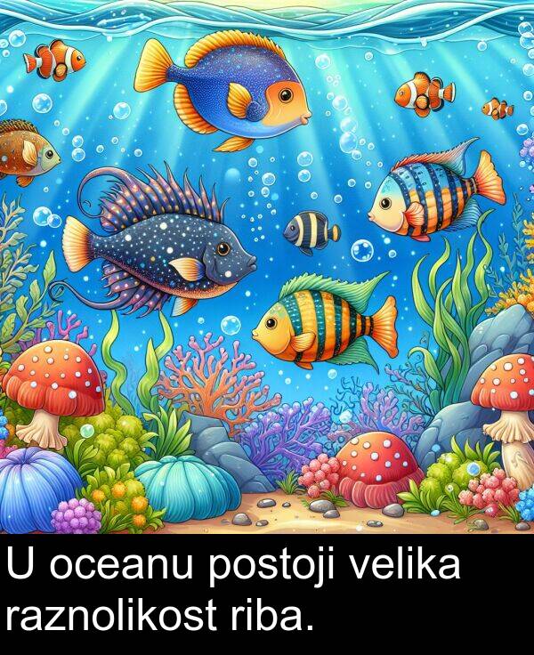 oceanu: U oceanu postoji velika raznolikost riba.