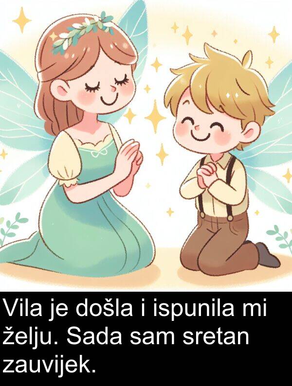 želju: Vila je došla i ispunila mi želju. Sada sam sretan zauvijek.