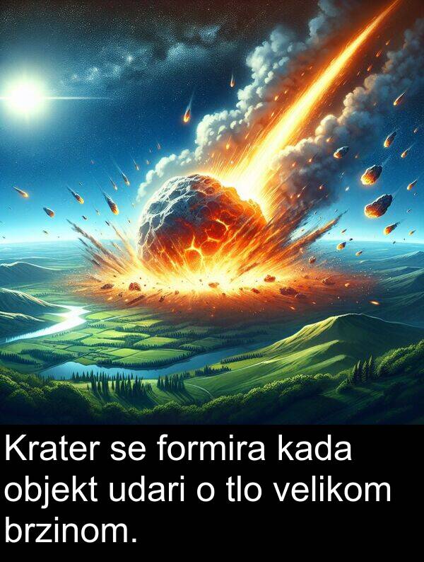 velikom: Krater se formira kada objekt udari o tlo velikom brzinom.