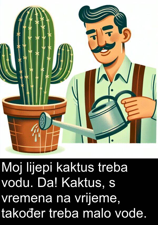 kaktus: Moj lijepi kaktus treba vodu. Da! Kaktus, s vremena na vrijeme, također treba malo vode.