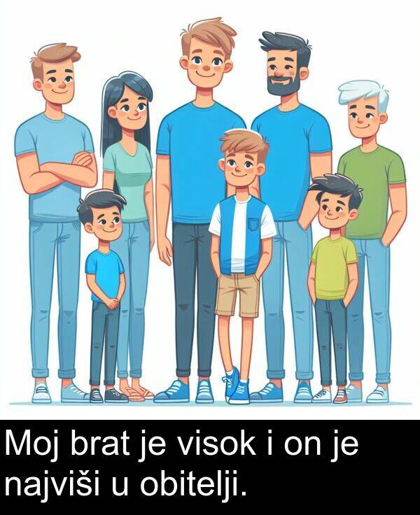 visok: Moj brat je visok i on je najviši u obitelji.