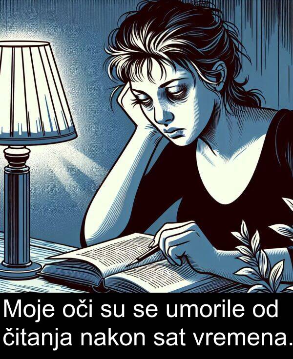 nakon: Moje oči su se umorile od čitanja nakon sat vremena.
