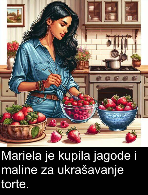 ukrašavanje: Mariela je kupila jagode i maline za ukrašavanje torte.