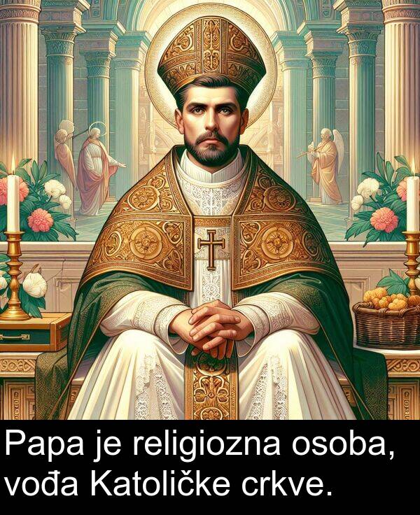 osoba: Papa je religiozna osoba, vođa Katoličke crkve.