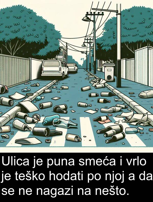 puna: Ulica je puna smeća i vrlo je teško hodati po njoj a da se ne nagazi na nešto.