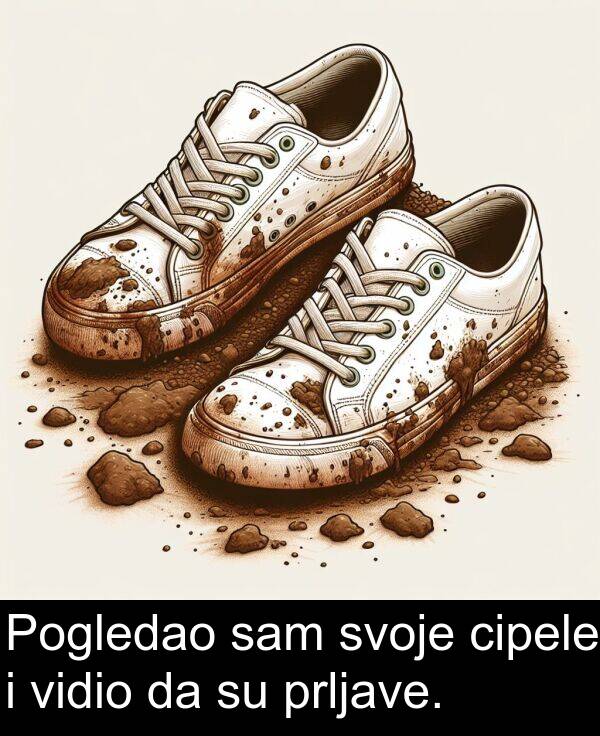 cipele: Pogledao sam svoje cipele i vidio da su prljave.