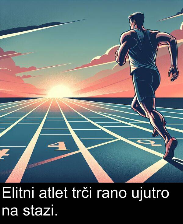 atlet: Elitni atlet trči rano ujutro na stazi.