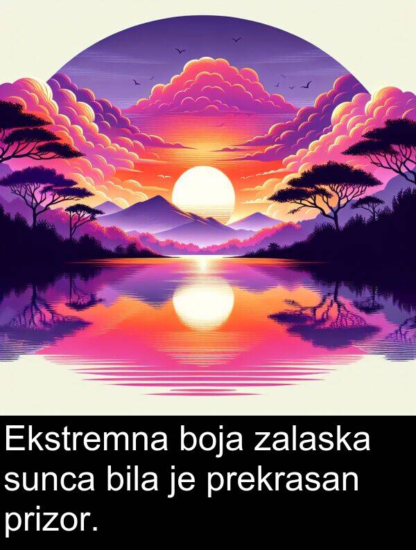 zalaska: Ekstremna boja zalaska sunca bila je prekrasan prizor.