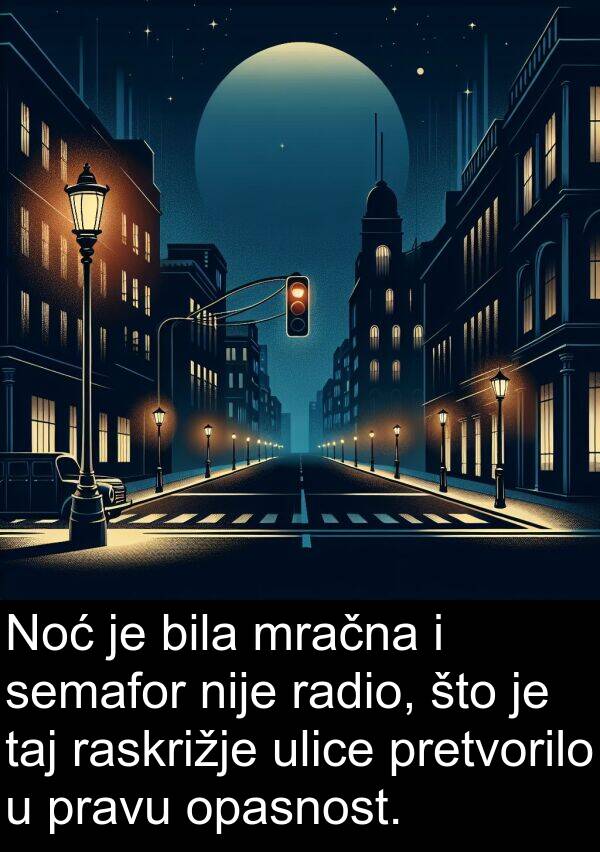 taj: Noć je bila mračna i semafor nije radio, što je taj raskrižje ulice pretvorilo u pravu opasnost.