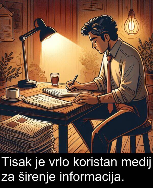 informacija: Tisak je vrlo koristan medij za širenje informacija.