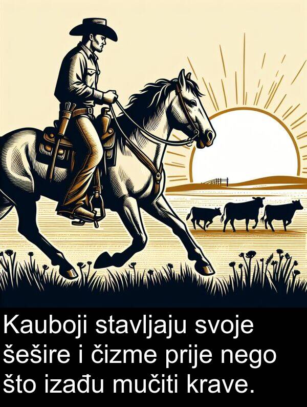čizme: Kauboji stavljaju svoje šešire i čizme prije nego što izađu mučiti krave.