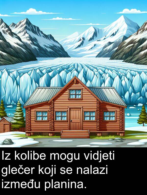 nalazi: Iz kolibe mogu vidjeti glečer koji se nalazi između planina.