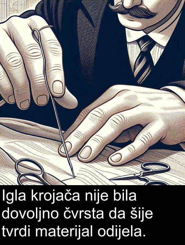 šije: Igla krojača nije bila dovoljno čvrsta da šije tvrdi materijal odijela.