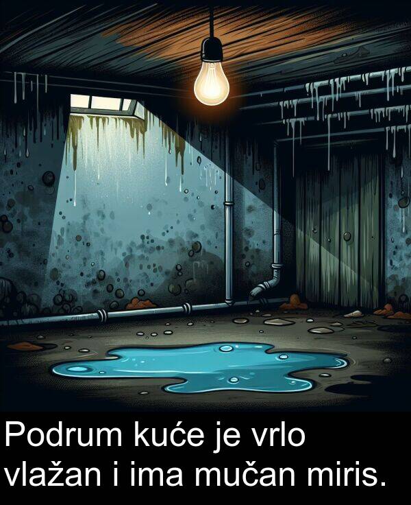 ima: Podrum kuće je vrlo vlažan i ima mučan miris.
