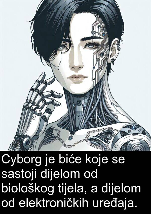 biološkog: Cyborg je biće koje se sastoji dijelom od biološkog tijela, a dijelom od elektroničkih uređaja.