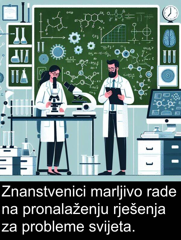 marljivo: Znanstvenici marljivo rade na pronalaženju rješenja za probleme svijeta.
