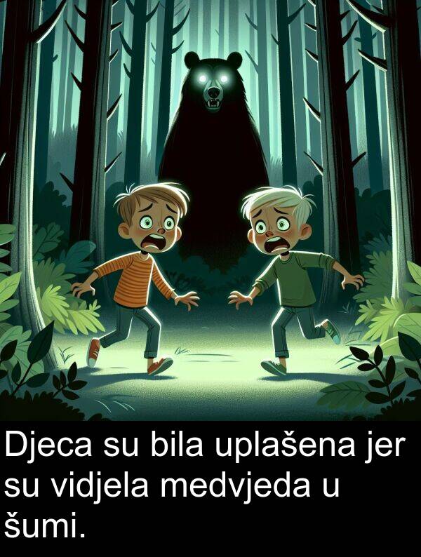 vidjela: Djeca su bila uplašena jer su vidjela medvjeda u šumi.
