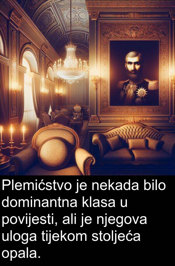 uloga: Plemićstvo je nekada bilo dominantna klasa u povijesti, ali je njegova uloga tijekom stoljeća opala.