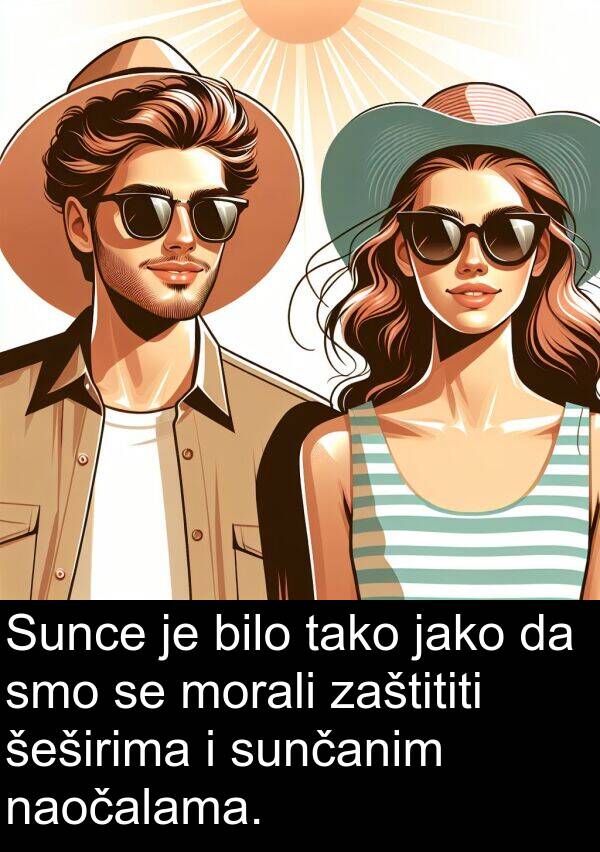 šeširima: Sunce je bilo tako jako da smo se morali zaštititi šeširima i sunčanim naočalama.