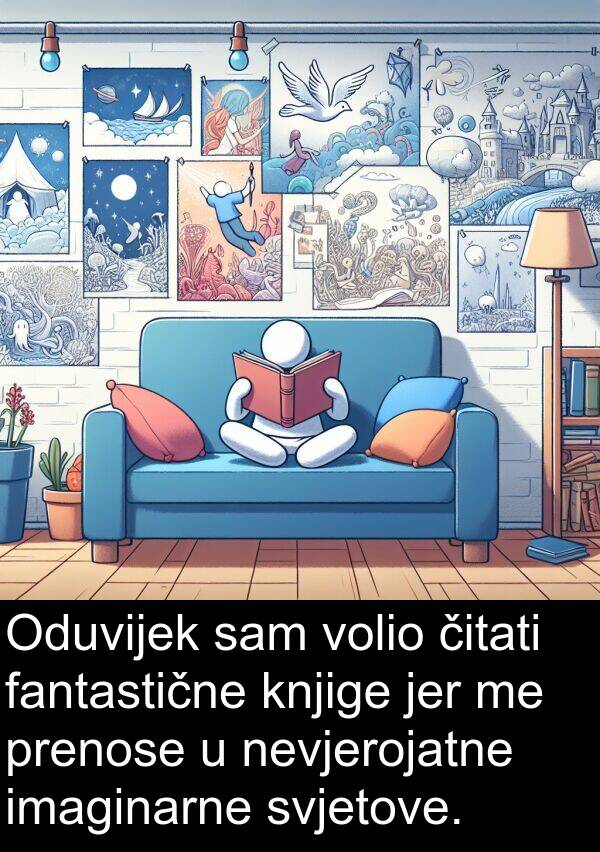 čitati: Oduvijek sam volio čitati fantastične knjige jer me prenose u nevjerojatne imaginarne svjetove.