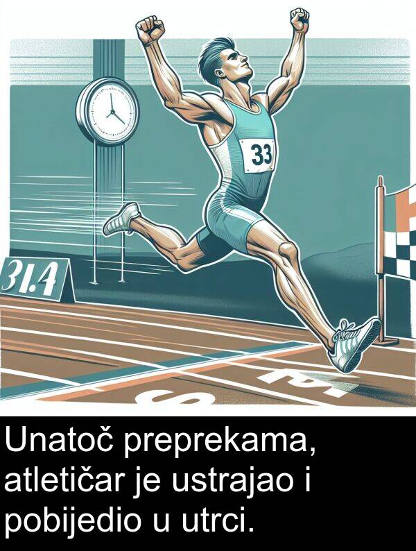 pobijedio: Unatoč preprekama, atletičar je ustrajao i pobijedio u utrci.