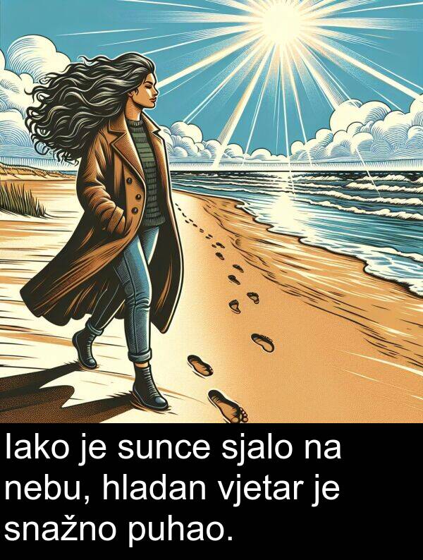 vjetar: Iako je sunce sjalo na nebu, hladan vjetar je snažno puhao.