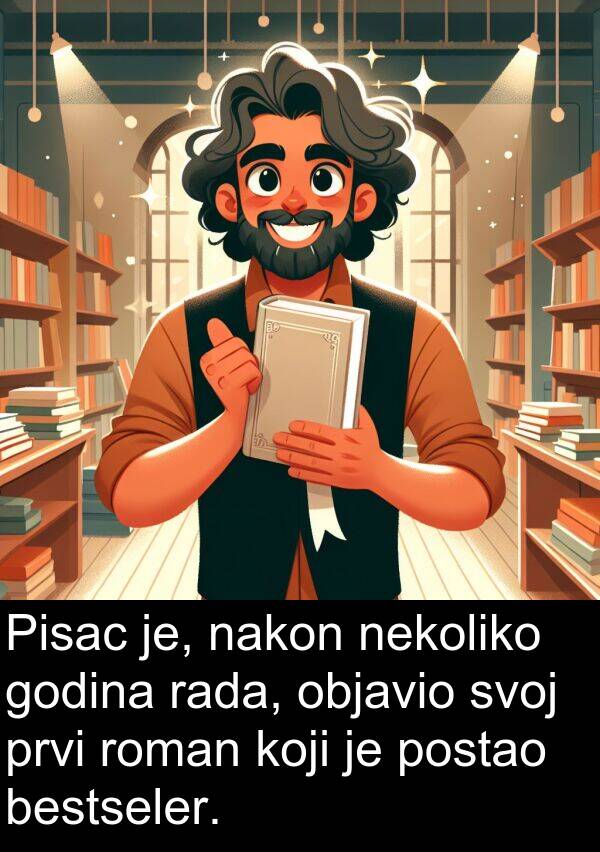 bestseler: Pisac je, nakon nekoliko godina rada, objavio svoj prvi roman koji je postao bestseler.