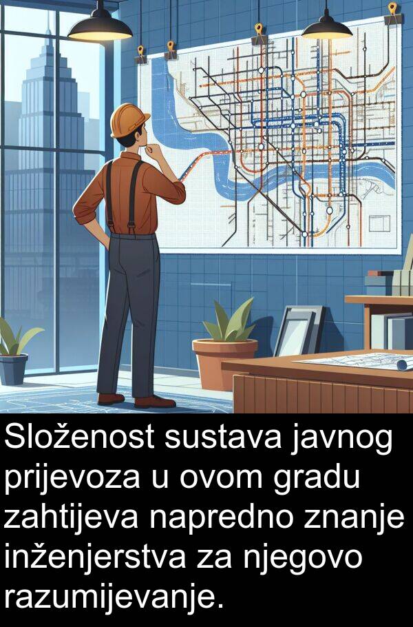 inženjerstva: Složenost sustava javnog prijevoza u ovom gradu zahtijeva napredno znanje inženjerstva za njegovo razumijevanje.