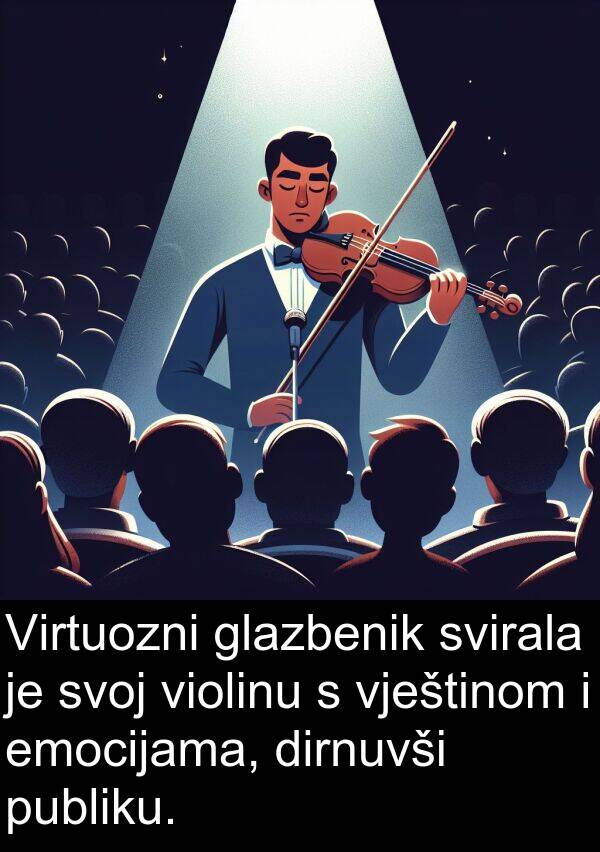 violinu: Virtuozni glazbenik svirala je svoj violinu s vještinom i emocijama, dirnuvši publiku.